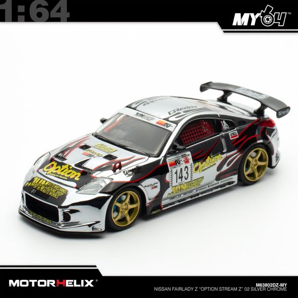 [Motorhelix] 1:64 Nissan Fairlady Z (Z33) "Option Stream Z" - Chrome Silver (TASM26)