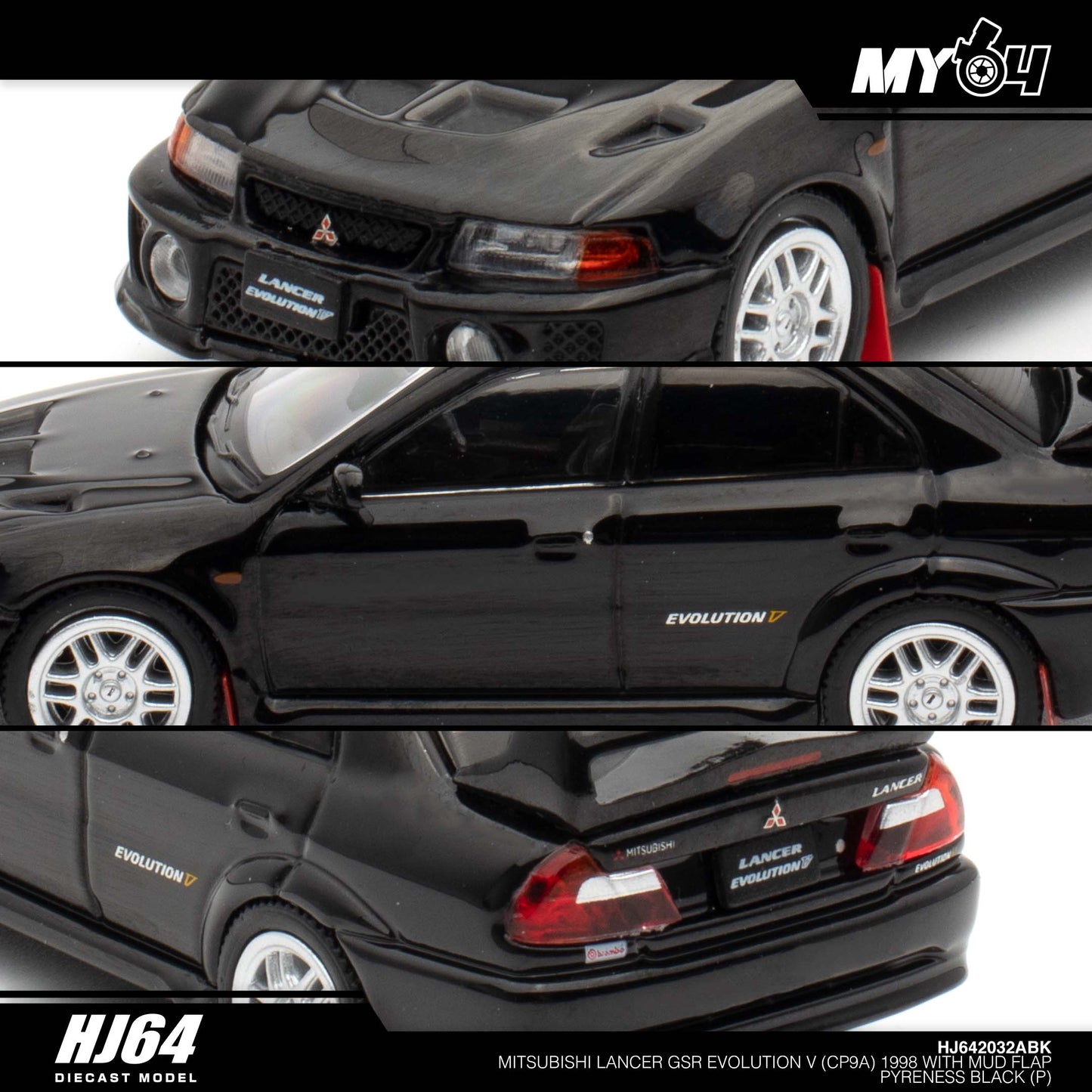 [Hobby Japan] Mitsubishi Lancer GSR Evolution 5 (CP9A) 1998 with Mud Flap - Pyrenees Black