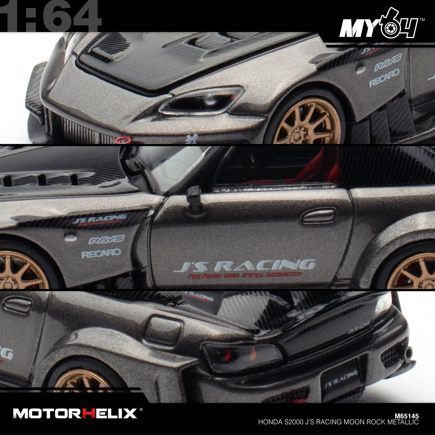 [Motorhelix] 1:64 Honda S2000 J'S Racing - Moon Rock Metallic