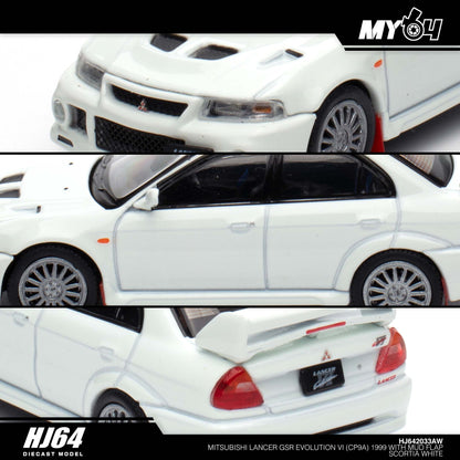 [Hobby Japan] Mitsubishi Lancer GSR Evolution 6 (CP9A) 1999 with Mud Flap - Scortia White