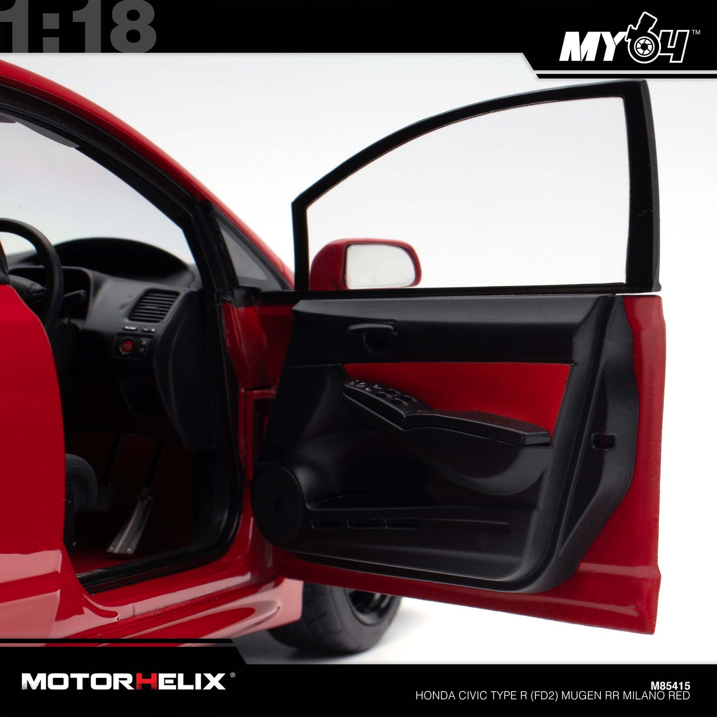 [Motorhelix] 1:18 Honda Civic Type R (FD2) Mugen RR - Milano Red