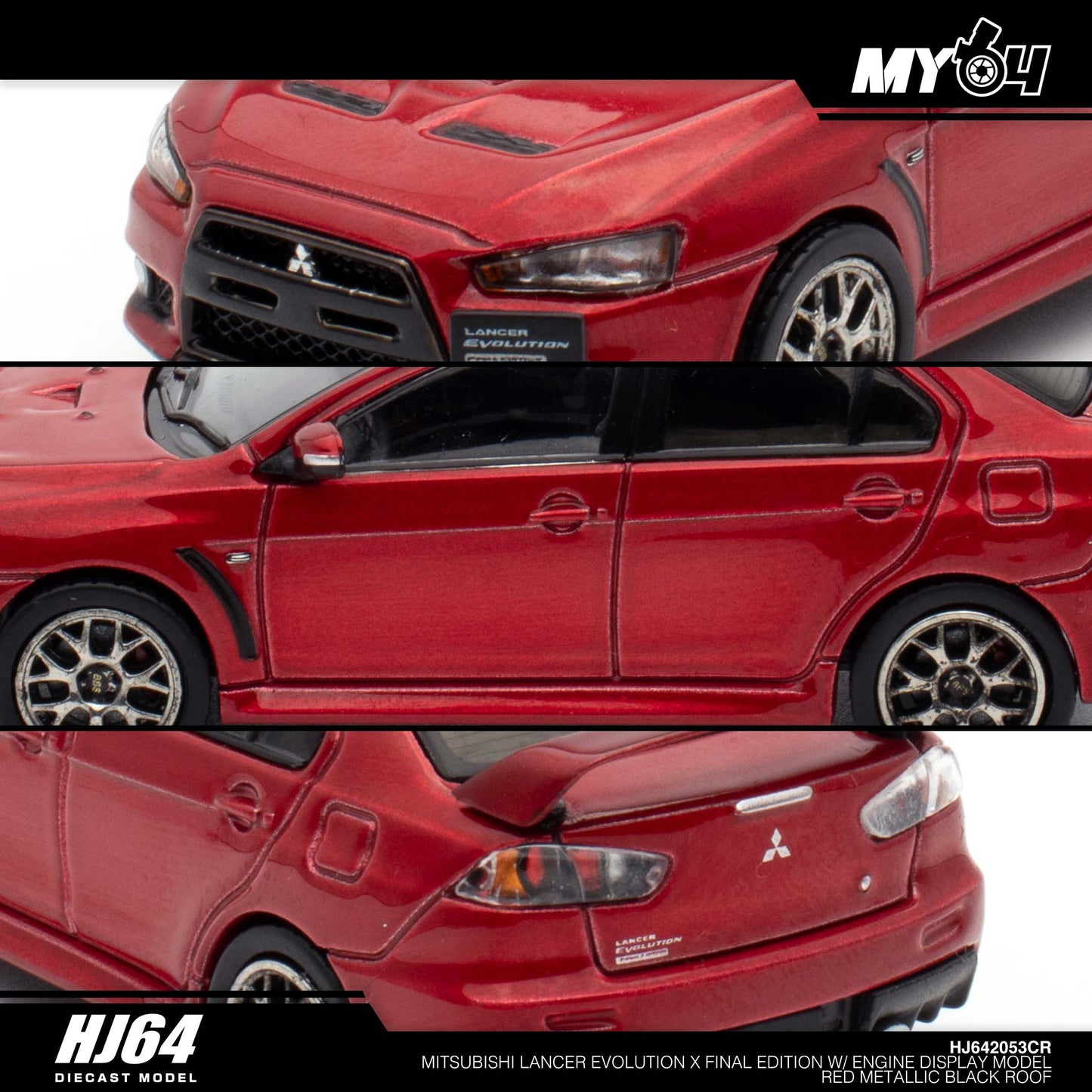 [Hobby Japan] Mitsubishi Lancer Evolution Ⅹ FINAL EDITION With Engine Display Model Black Roof - Red Metallic