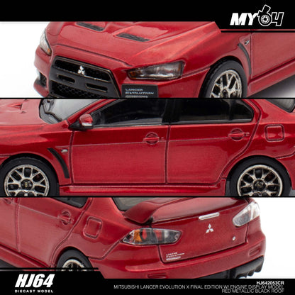 [Hobby Japan] Mitsubishi Lancer Evolution Ⅹ FINAL EDITION With Engine Display Model Black Roof - Red Metallic