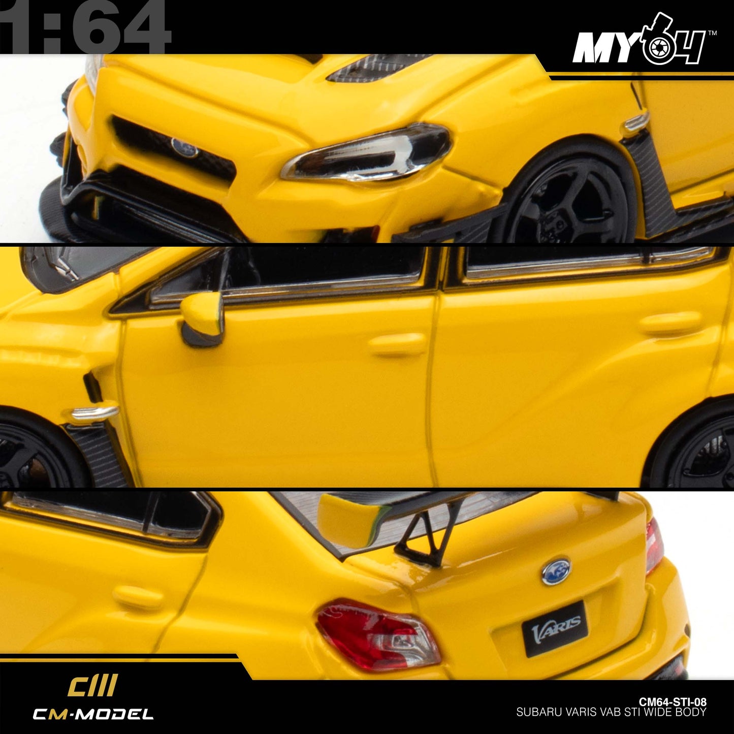 [CM Model] 1:64 Subaru STI Varis WideBody 1.0  - Yellow