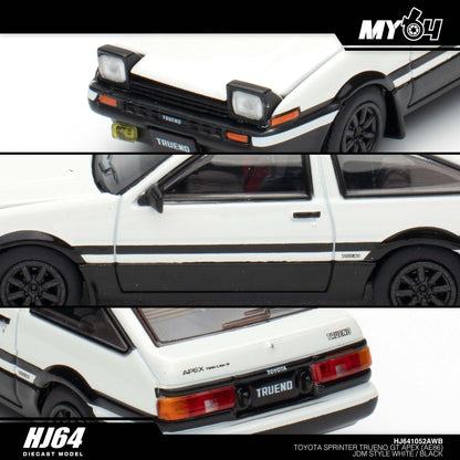 [Hobby Japan] Toyota SPRINTER TRUENO GT APEX (AE86) JDM Style ( Functional Engine Hood) - White / Black