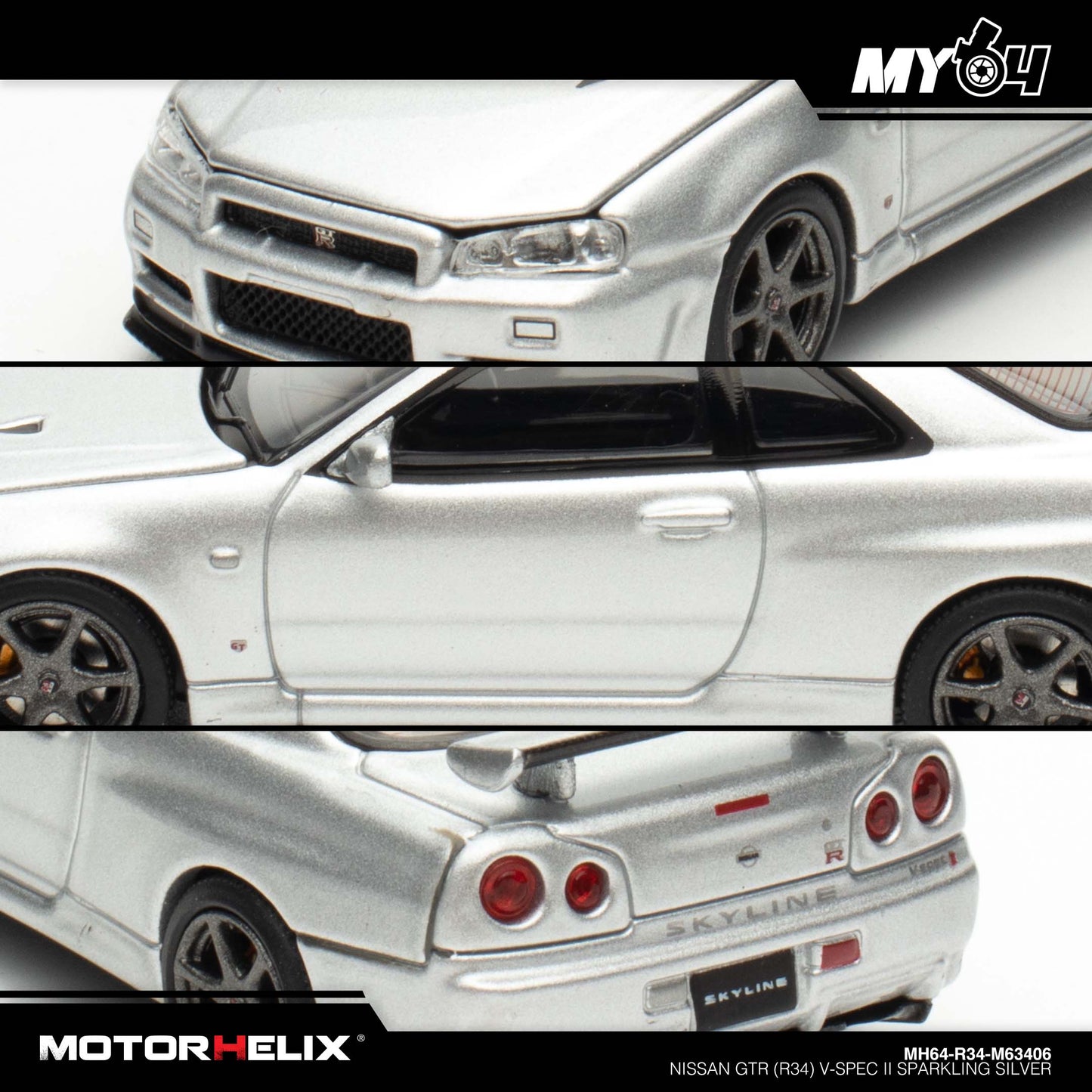 [Motorhelix] Nissan GTR (R34) V-Spec II - Sparkling Silver