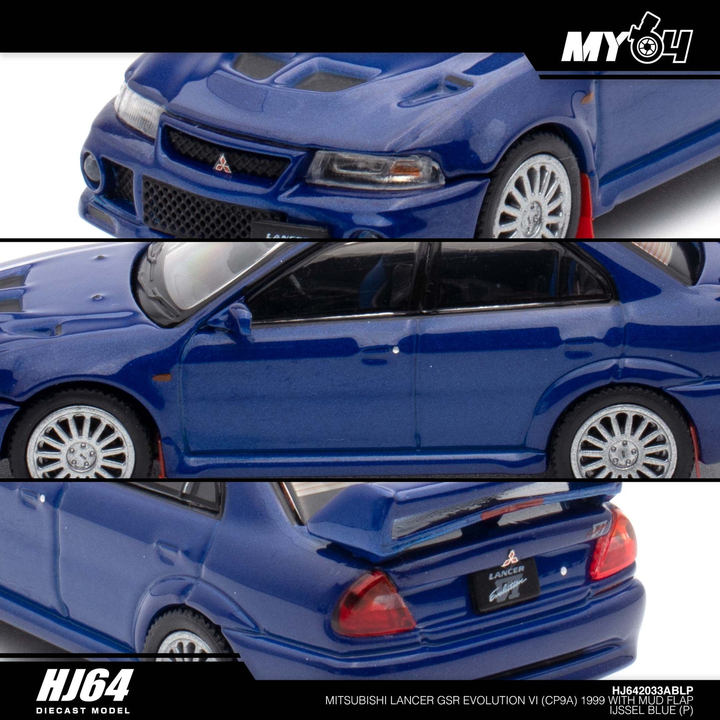 [Hobby Japan] Mitsubishi Lancer GSR Evolution 6 (CP9A) 1999 with Mud Flap - Ijssel Blue