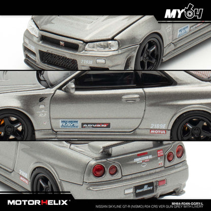 [Motorhelix] Nissan Skyline GT-R (Nismo) R34 CRS VER - Gun Grey with Livery