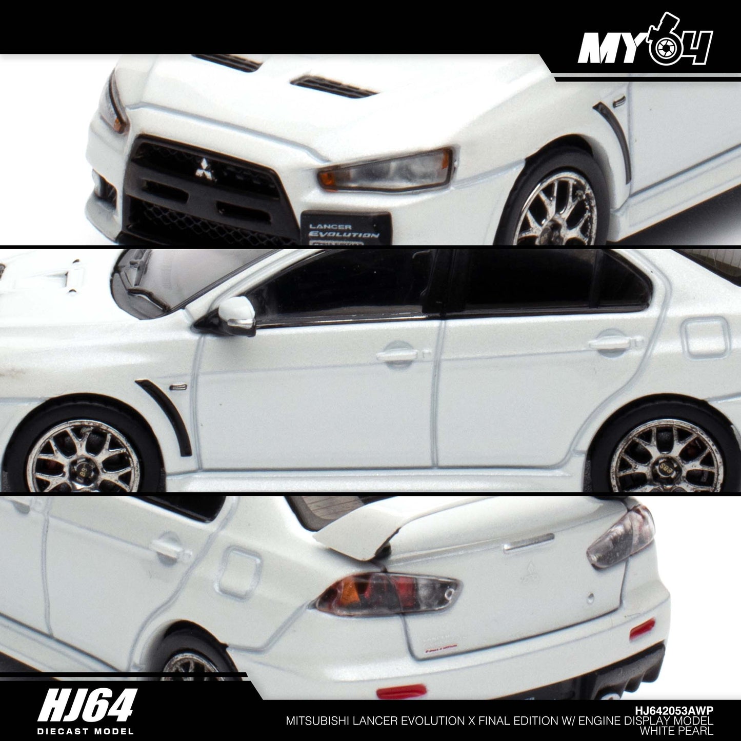 [Hobby Japan] Mitsubishi Lancer Evolution Ⅹ FINAL EDITION With Engine Display Model - White Pearl