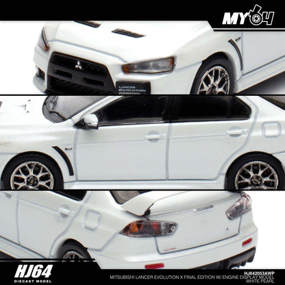 [Hobby Japan] Mitsubishi Lancer Evolution Ⅹ FINAL EDITION With Engine Display Model - White Pearl