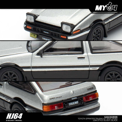 [Hobby Japan] Toyota SPRINTER TRUENO GT APEX (AE86) JDM Style ( Functional Engine Hood) - Silver / Black