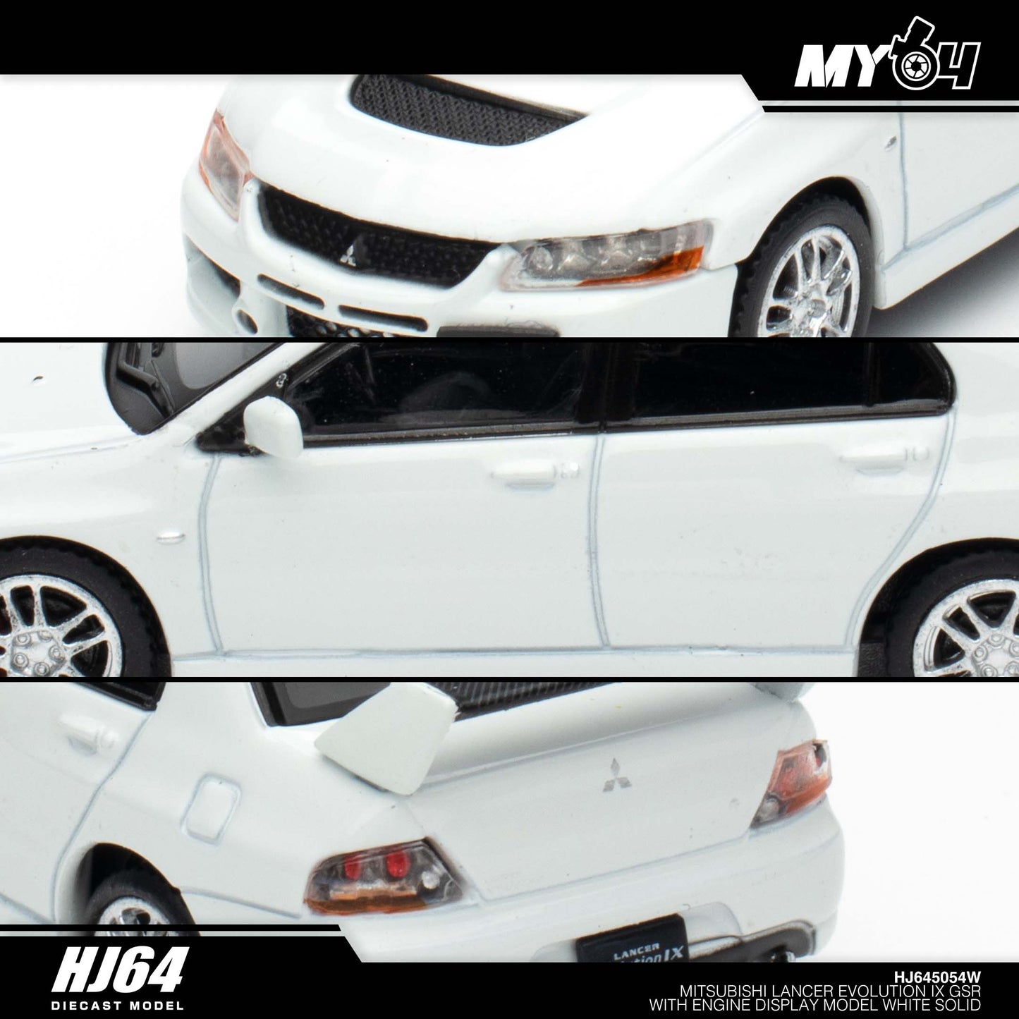 [Hobby Japan] Mitsubishi Lancer Evolution 9 GSR with Engine Display Model - White Solid