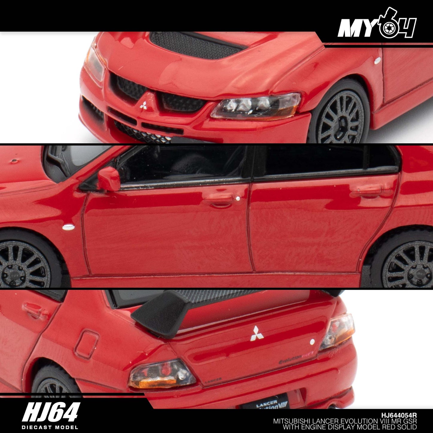 [Hobby Japan] Mitsubishi Lancer Evolution 8 MR GSR with Engine Display Model - Red Solid