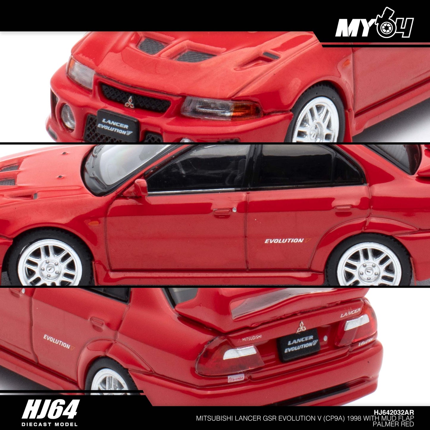 [Hobby Japan] Mitsubishi Lancer GSR Evolution 5 (CP9A) 1998 with Mud Flap - Palmer Red