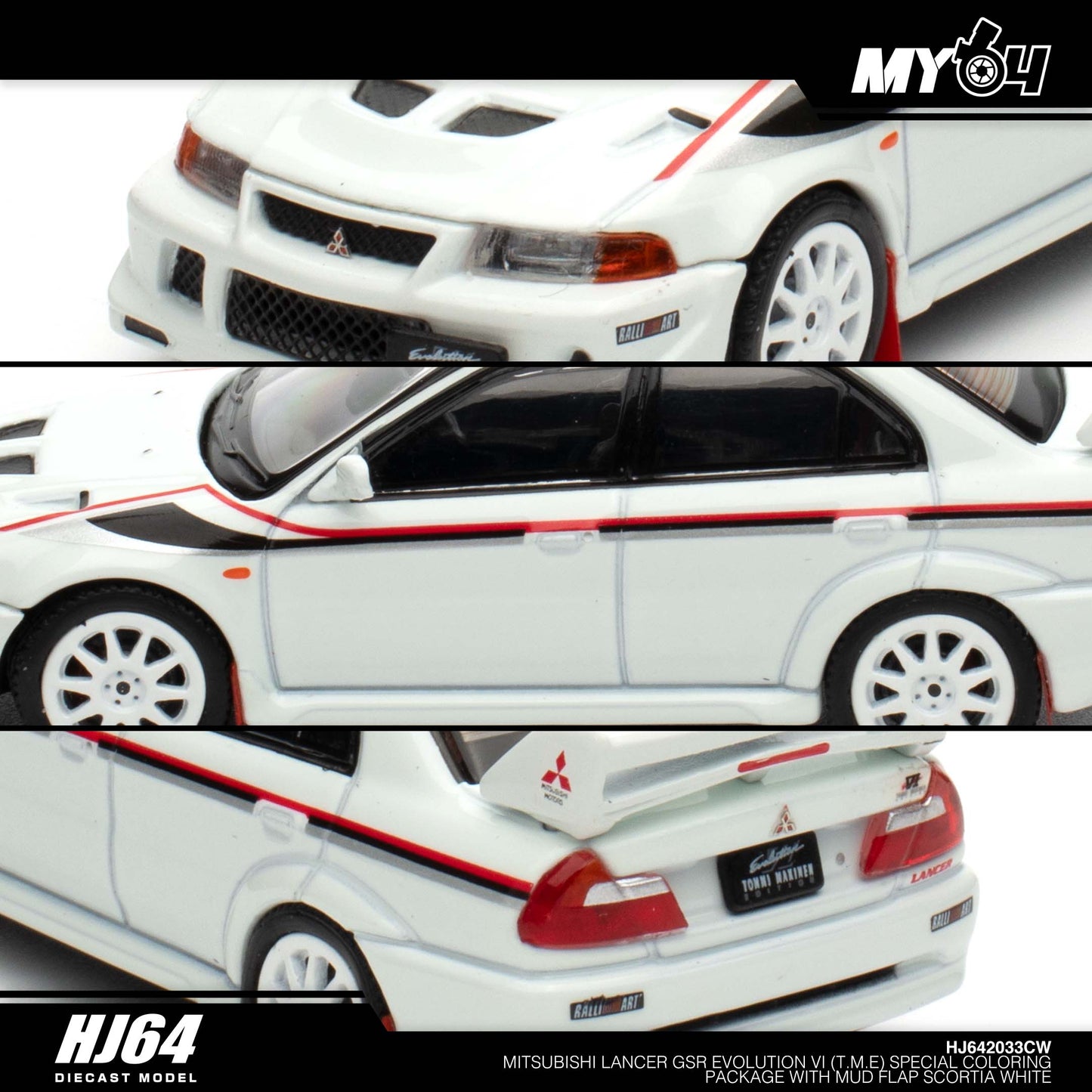 [Hobby Japan] Mitsubishi Lancer GSR Evolution 6 (T.M.E.) Special Coloring Package (GF-CP9A) 2000 with Mud Flap - Scortia White