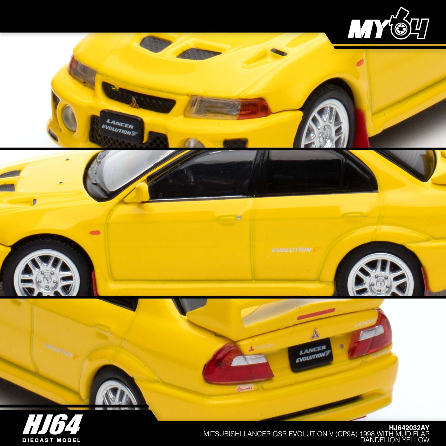 [Hobby Japan] Mitsubishi Lancer GSR Evolution 5 (CP9A) 1998 with Mud Flap - Dandelion Yellow