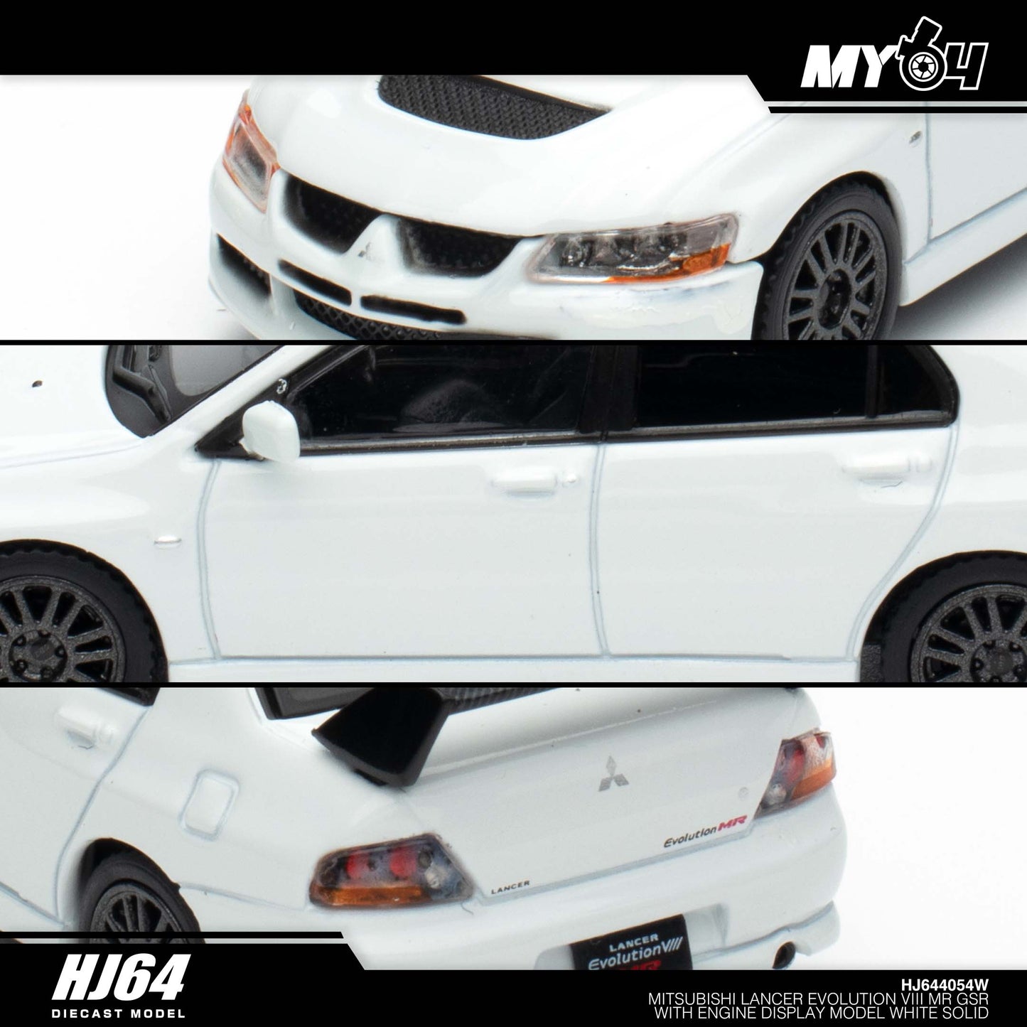 [Hobby Japan] Mitsubishi Lancer Evolution 8 MR GSR with Engine Display Model - White Solid