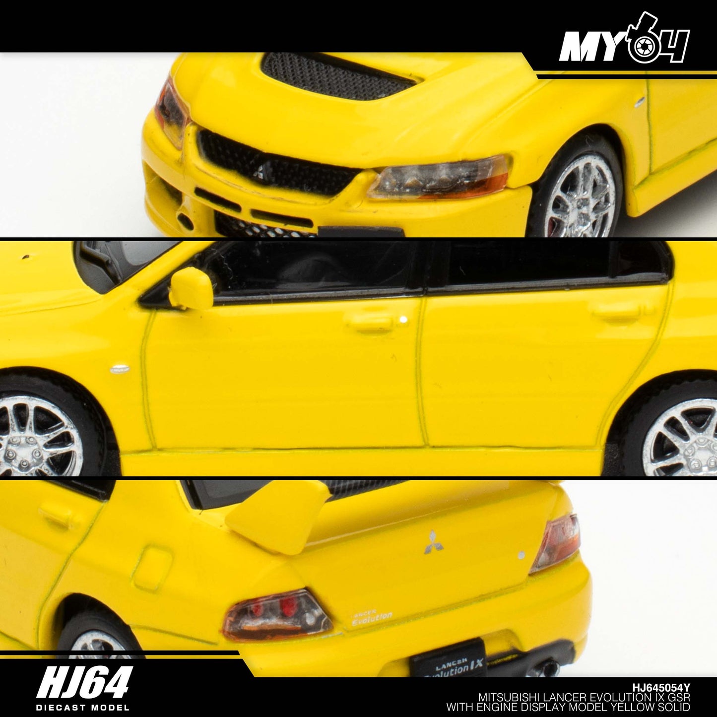 [Hobby Japan] Mitsubishi Lancer Evolution 9 GSR with Engine Display Model - Yellow Solid