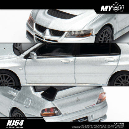 [Hobby Japan] Mitsubishi Lancer Evolution 8 MR GSR with Engine Display Model - Cool Silver Metallic