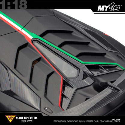 [Make Up] 1:18 Edilion Lamborghini Aventador SVJ 2018 (Nireo Wheel) - Matte Dark Gray / Italian Stripe (Carbon Package)