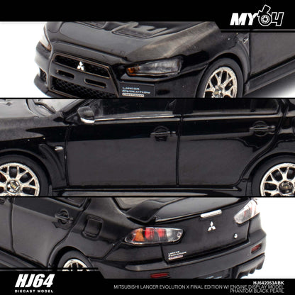 [Hobby Japan] Mitsubishi Lancer Evolution Ⅹ FINAL EDITION With Engine Display Model - Phantom Black Pearl