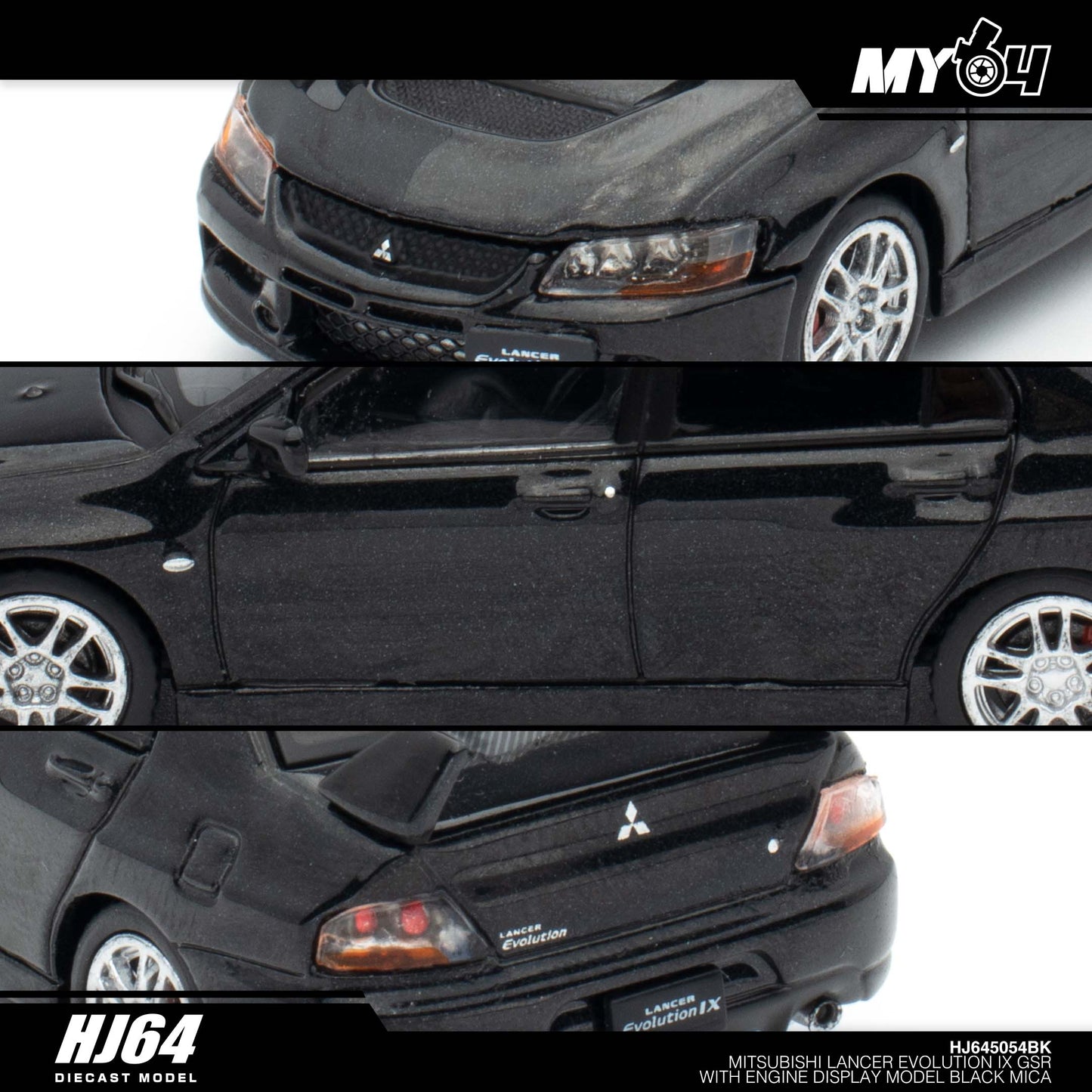 [Hobby Japan] Mitsubishi Lancer Evolution 9 GSR with Engine Display Model - Black Mica