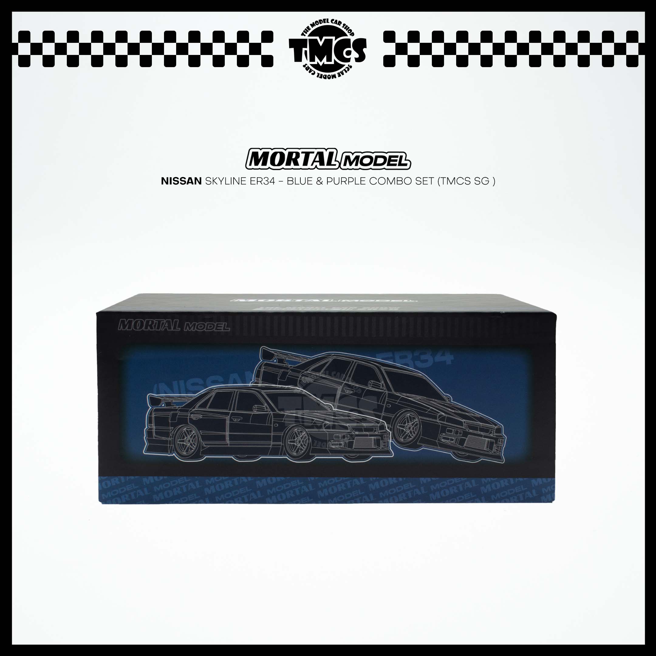 Mortal] 1:64 Nissan Skyline ER34 - Blue & Purple Combo Set (TMCS