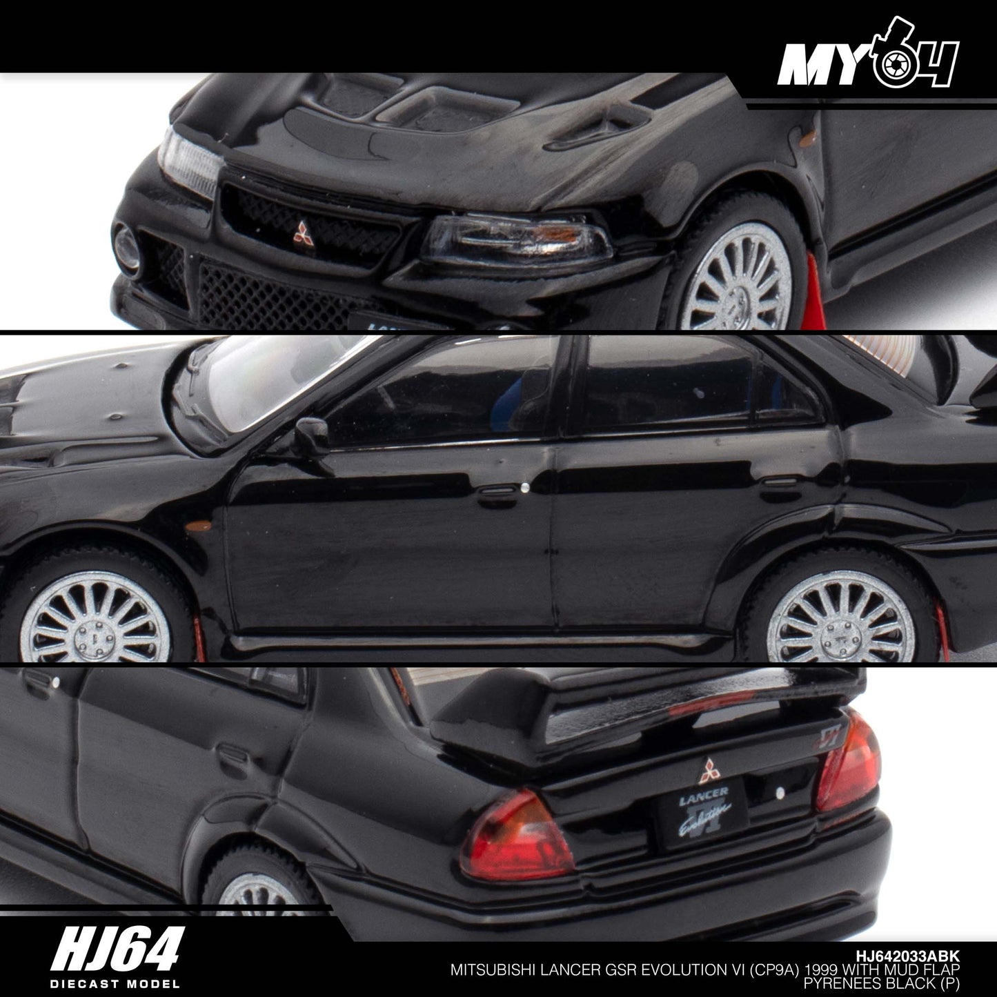 [Hobby Japan] Mitsubishi Lancer GSR Evolution 6 (CP9A) 1999 with Mud Flap - Pyreness Black