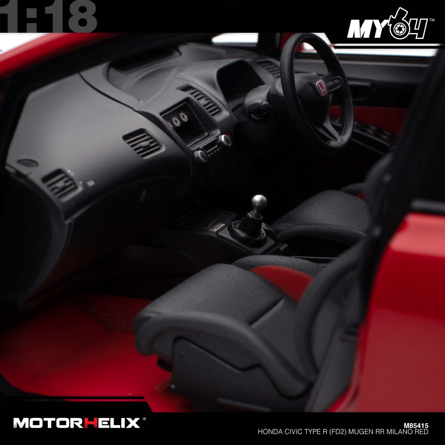 [Motorhelix] 1:18 Honda Civic Type R (FD2) Mugen RR - Milano Red