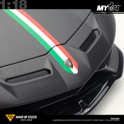 [Make Up] 1:18 Edilion Lamborghini Aventador SVJ 2018 (Nireo Wheel) - Matte Dark Gray / Italian Stripe (Carbon Package)