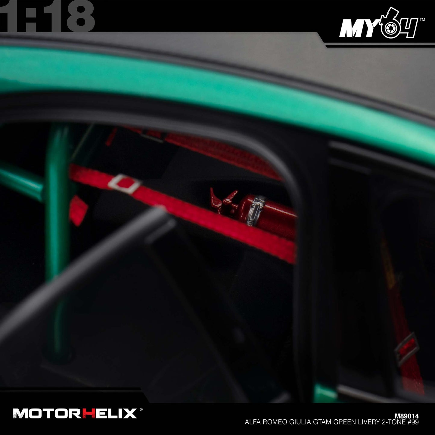 [Motorhelix] 1:18 Alfa Romeo Giulia GTAm - Green Livery 2-Tone #99