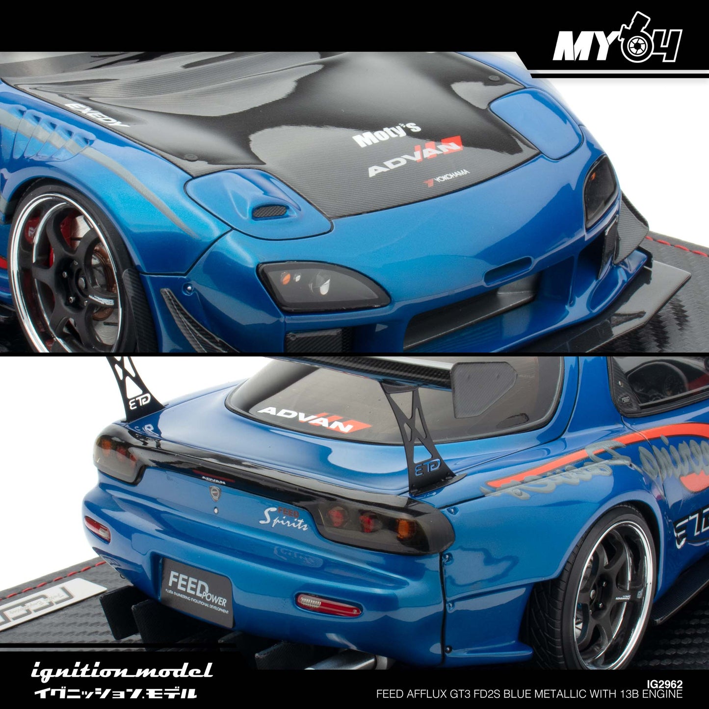 [Ignition Model] FEED Afflux GT3 (FD3S)- Blue Metallic With 13B Engine