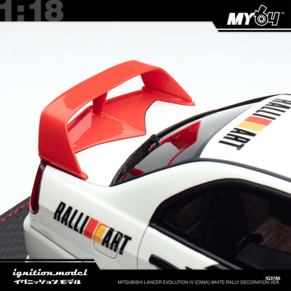 [Ignition Model] 1:18 Mitsubishi Lancer Evolution IV (CN9A) - White Rally Decoration Ver.