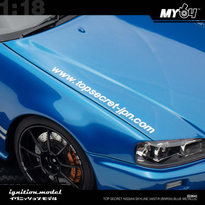 [Ignition Model] Top Secret Nissan Skyline 34GT-R (BNR34) - Blue Metallic