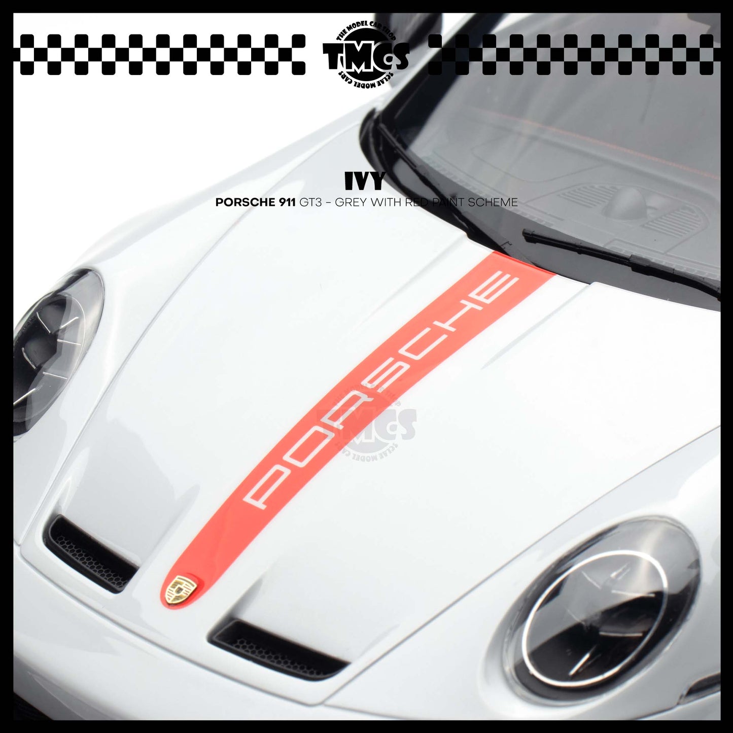 [IVY] 1:18 Porsche 911 GT3 - Grey With Red Paint Scheme