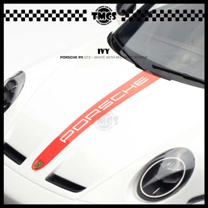 [IVY] 1:18 Porsche 911 GT3 - White With Red Paint Scheme