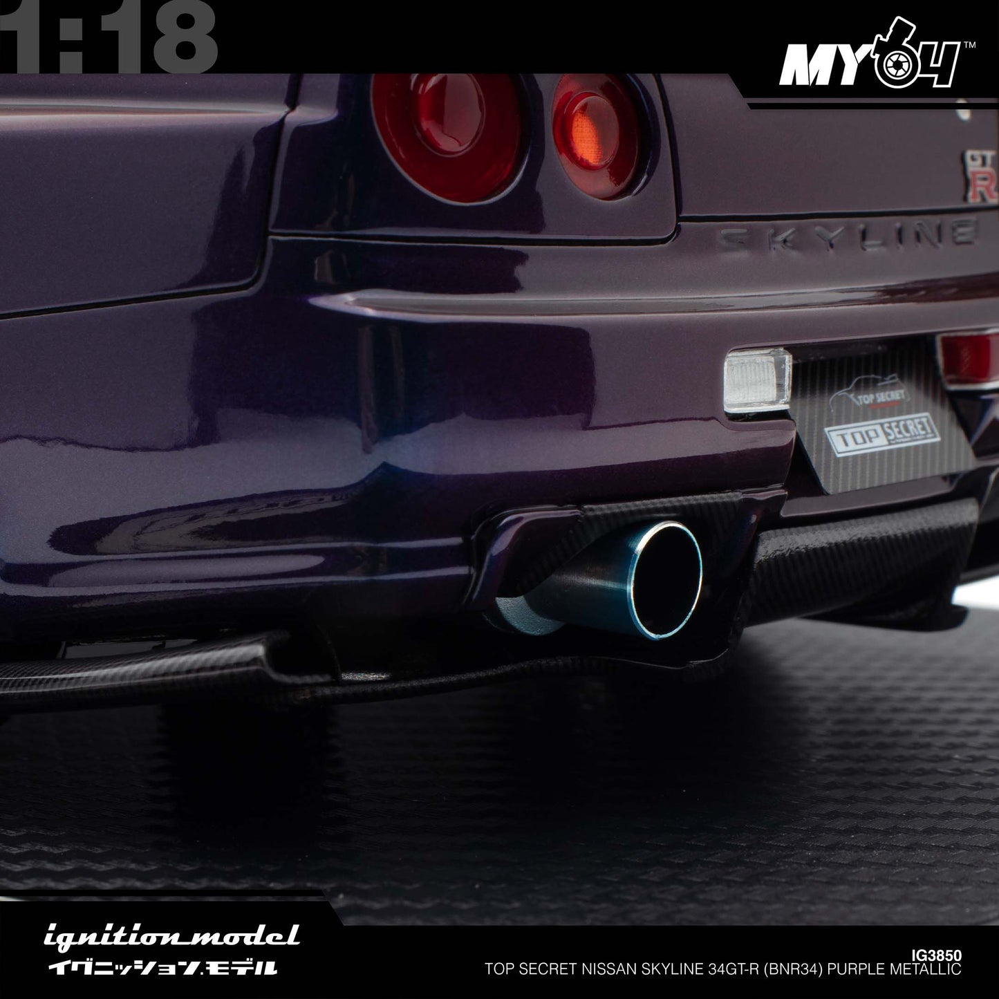 [Ignition Model] 1:18 Top Secret Nissan Skyline 34GT-R (BNR34) - Purple Metallic