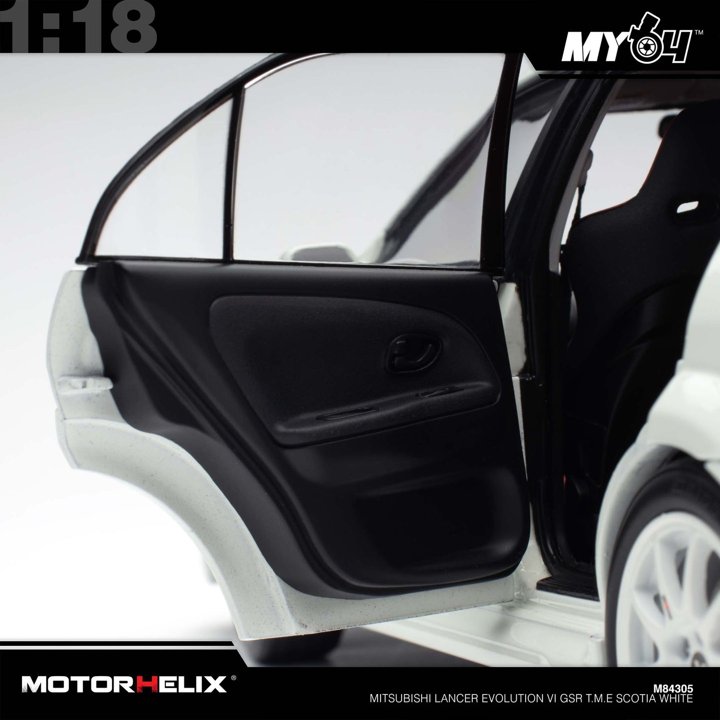 [Motorhelix] 1:18 Mitsubishi Lancer Evolution VI GSR T.M.E - Scotia White