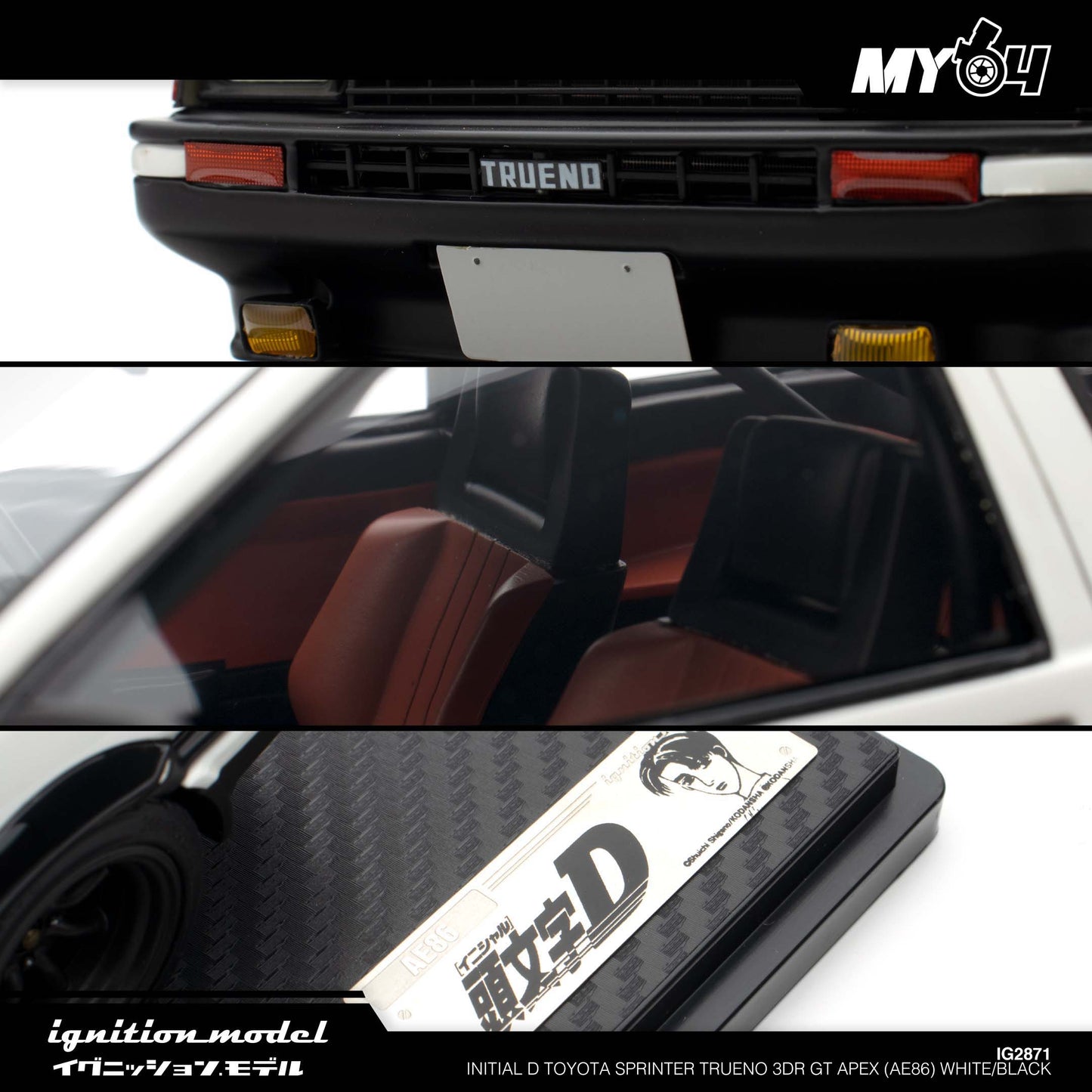 [Ignition Model] INITIAL D Toyota Sprinter Trueno 3Dr GT Apex (AE86) White/Black