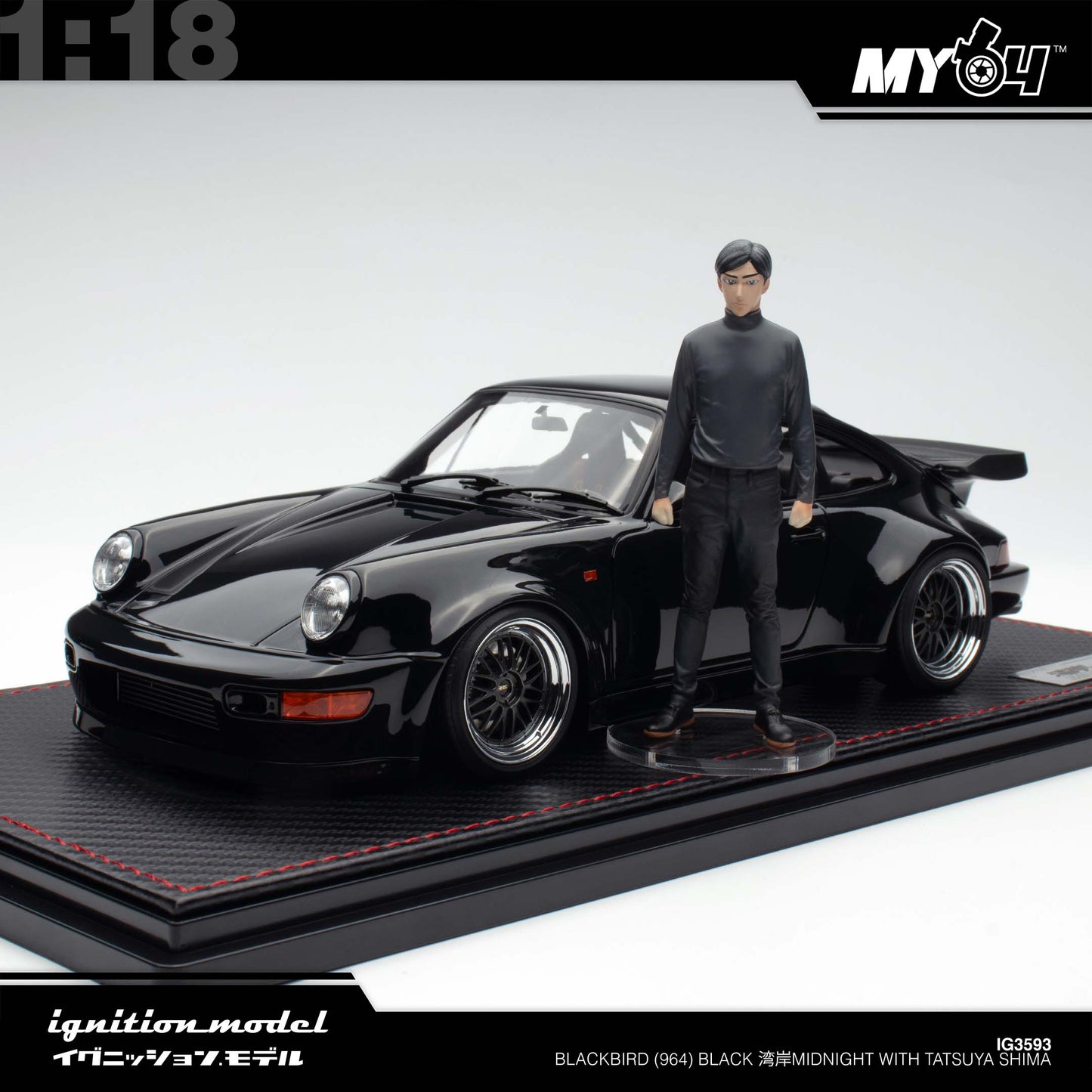 [Ignition Model] 1:18  Blackbird (964) - Black 湾岸MIDNIGHT With Tatsuya Shima