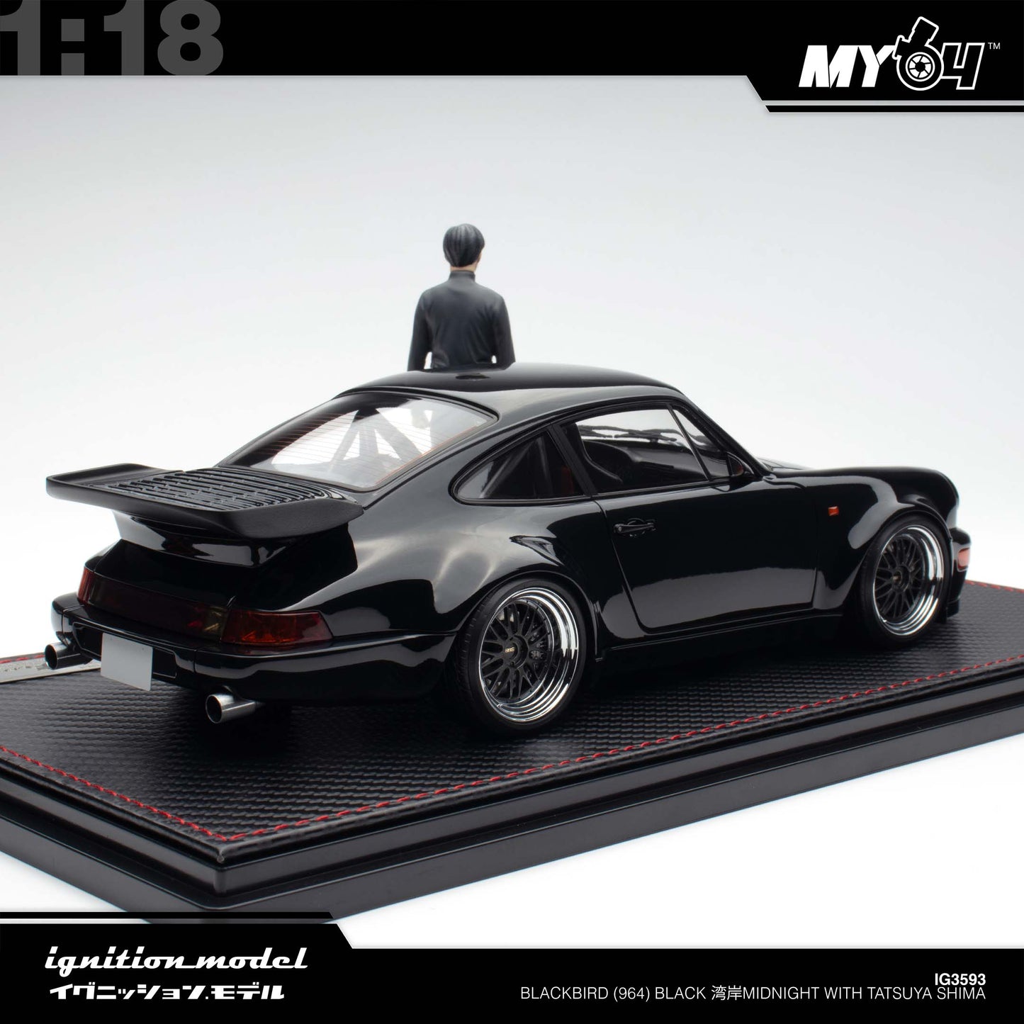[Ignition Model] 1:18  Blackbird (964) - Black 湾岸MIDNIGHT With Tatsuya Shima