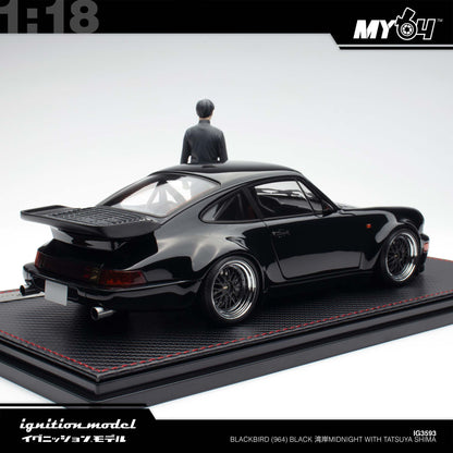 [Ignition Model] 1:18  Blackbird (964) - Black 湾岸MIDNIGHT With Tatsuya Shima