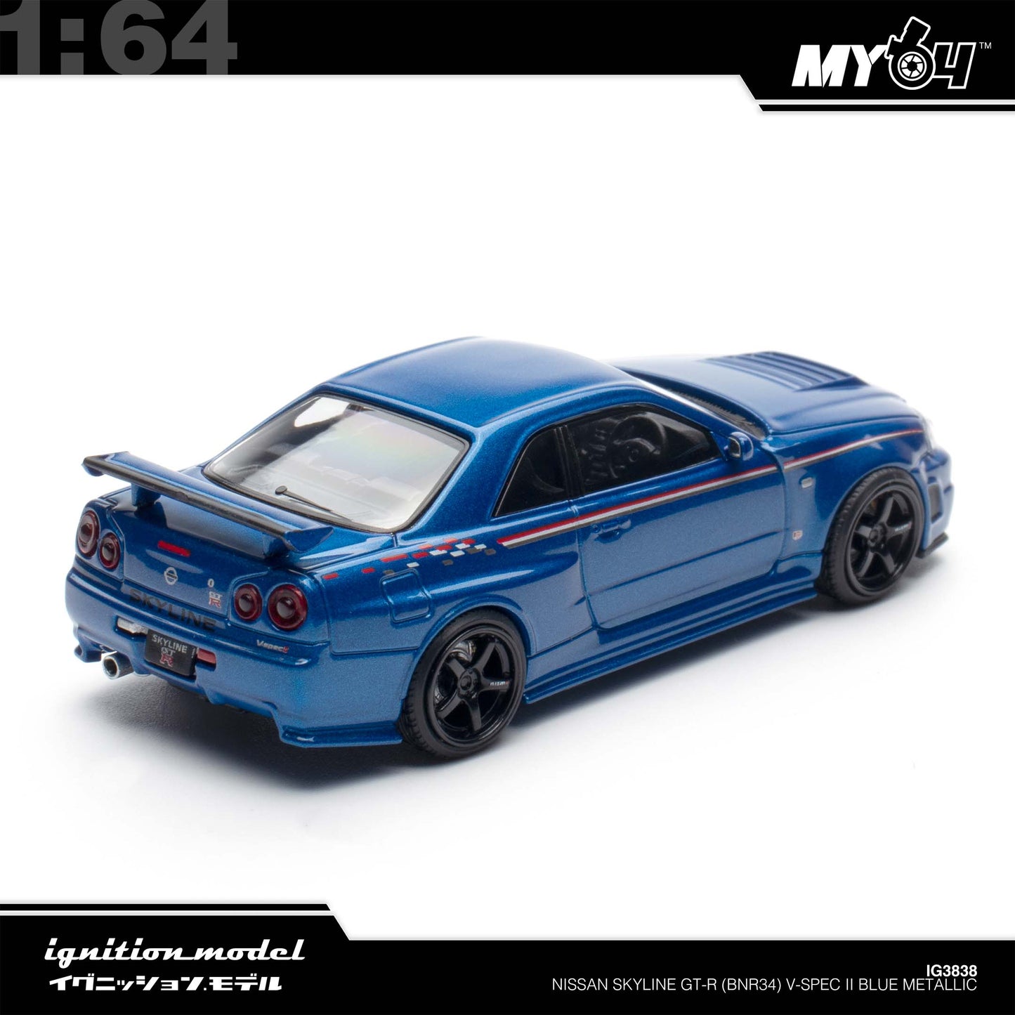 [Ignition Model] 1: 64 Nissan Skyline GT-R (BNR34) V-Spec II - Blue Metallic (TASKL25)