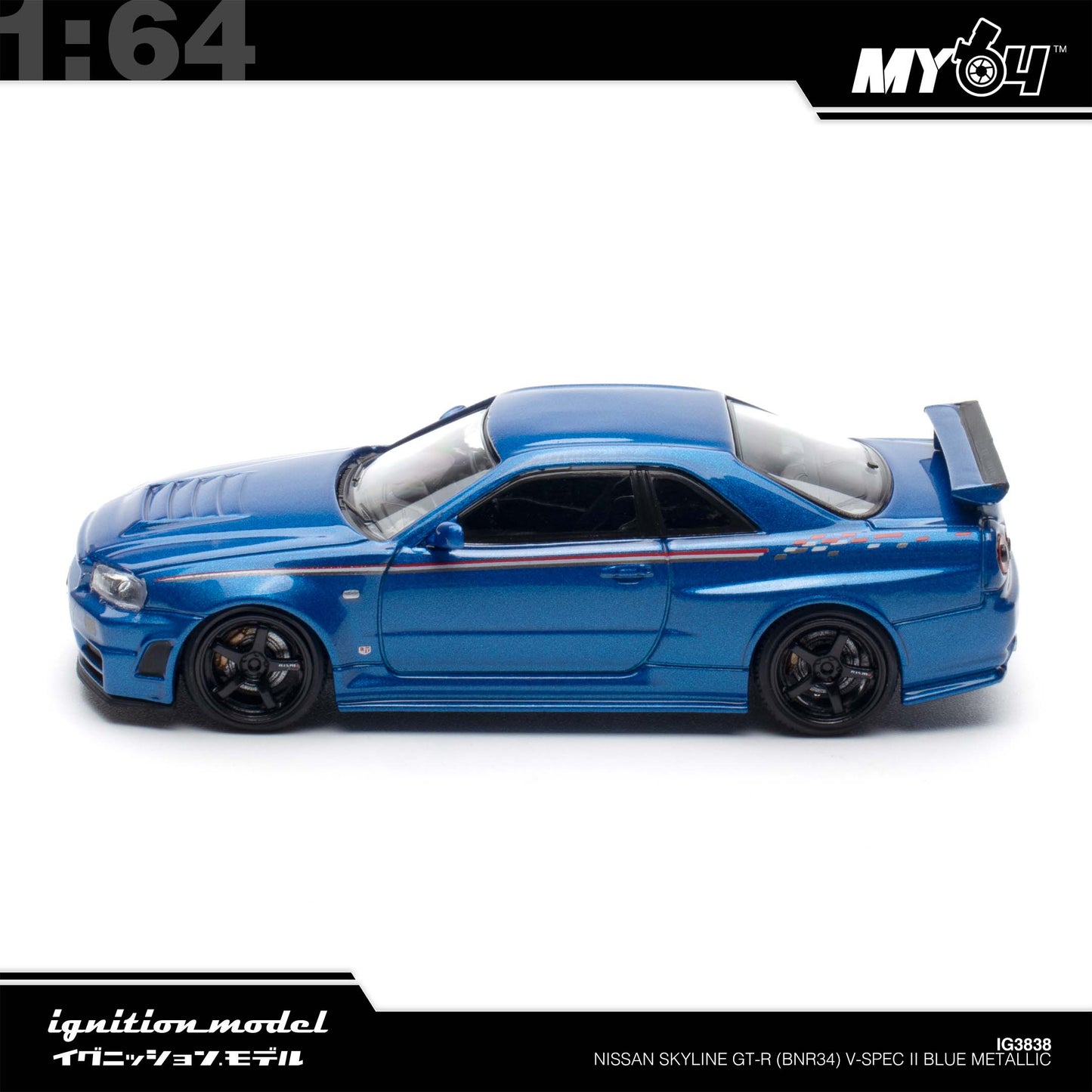 [Ignition Model] 1: 64 Nissan Skyline GT-R (BNR34) V-Spec II - Blue Metallic (TASKL25)