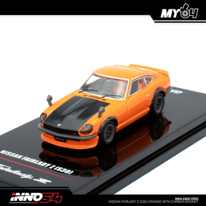 [INNO64] Nissan FAIRLADY Z (S30) Orange with Carbon Bonnet