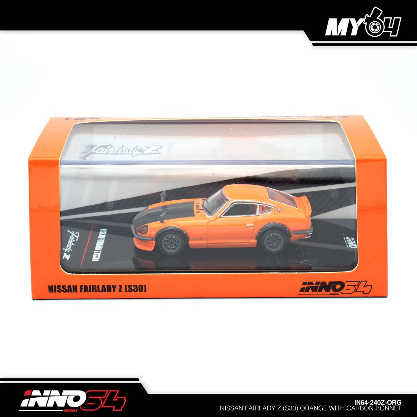 [INNO64] Nissan FAIRLADY Z (S30) Orange with Carbon Bonnet