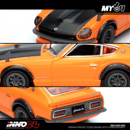 [INNO64] Nissan FAIRLADY Z (S30) Orange with Carbon Bonnet