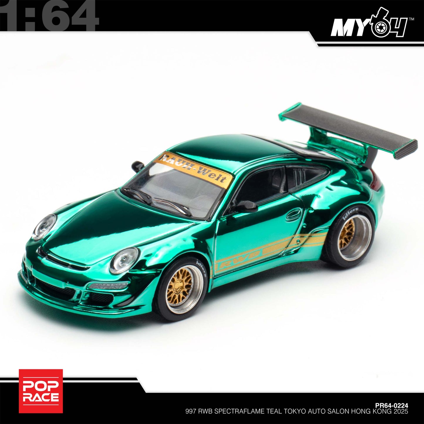 [Pop Race] 1:64 RWB997 - Spectraflame Teal (TASHK25)