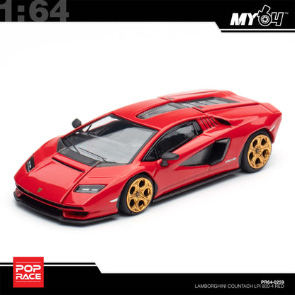 [Pop Race] 1:64 Lamborghini Countach LPI-800 - Rosso  (Opening Front and Rear Cover, Detailed Engine)
