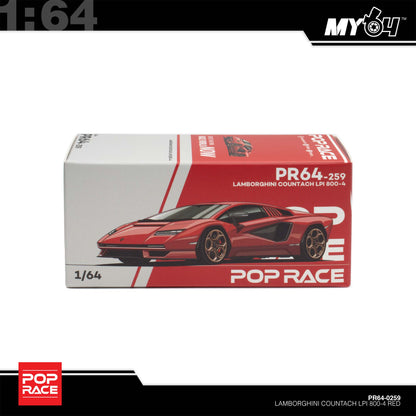 [Pop Race] 1:64 Lamborghini Countach LPI-800 - Rosso  (Opening Front and Rear Cover, Detailed Engine)